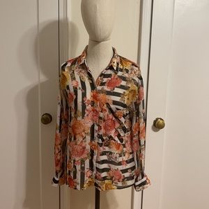 Zara size M stripped and floral button up blouse